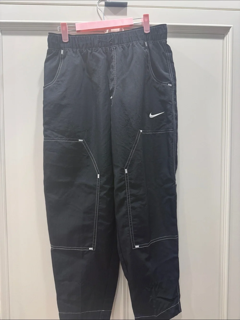 Nike Womens Black Cargo Pants with White Logo